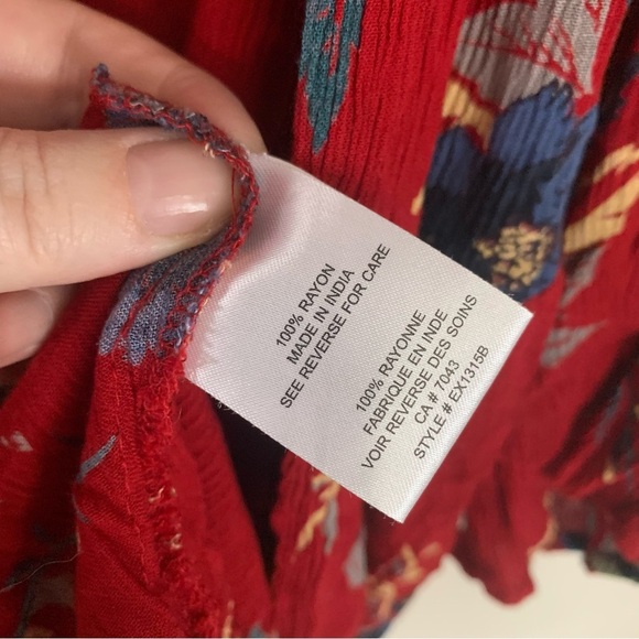 Patrons Of Peace Red Blue Floral Rayon Kimono Open Front M - Picture 3 of 8